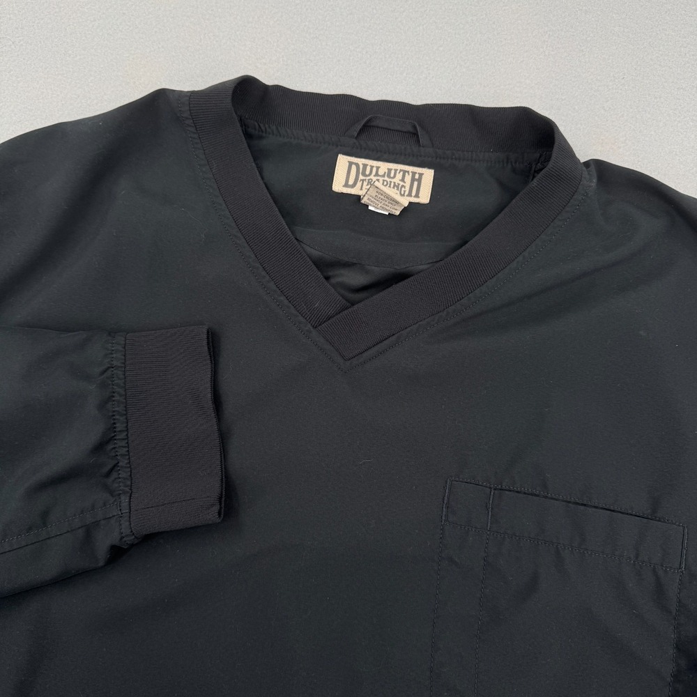 Duluth Trading Co Bogey Long Sleeve Windbreaker Jacket Mens 2XL Black V-Neck